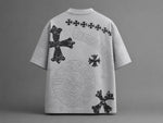 Load image into Gallery viewer, Distressed Cross Mixed-Media Oversized Tee