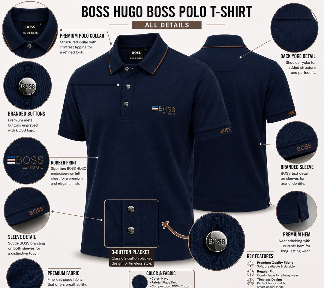 Boss Deep Navy Executive Polo Luxury T-shirt