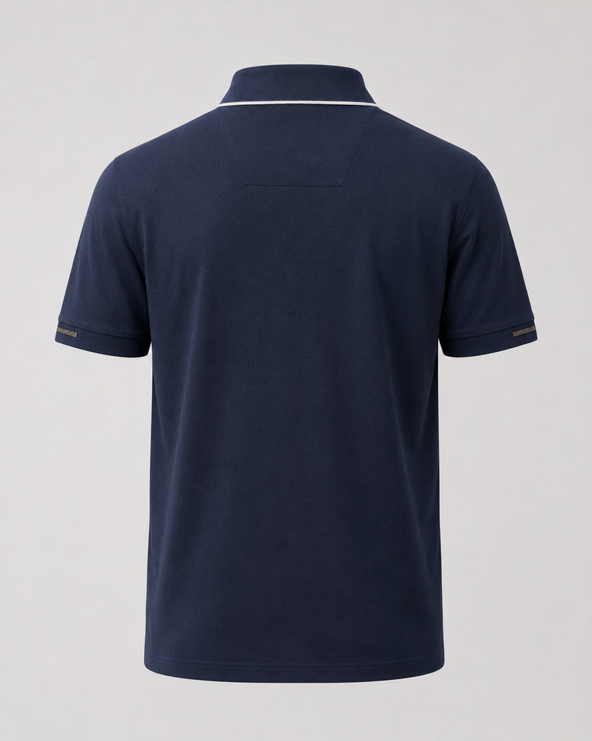 Loro Piano Deep Navy Crested Pique Polo Tee