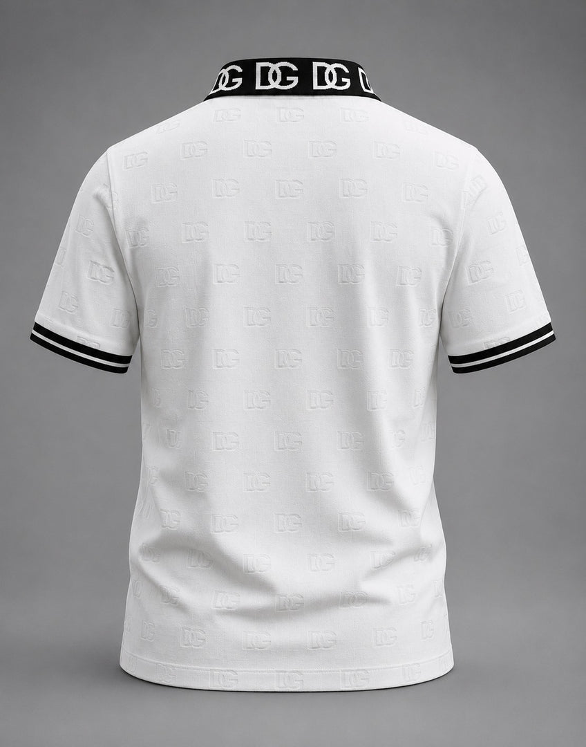 Alabaster Jacquard Statement Polo