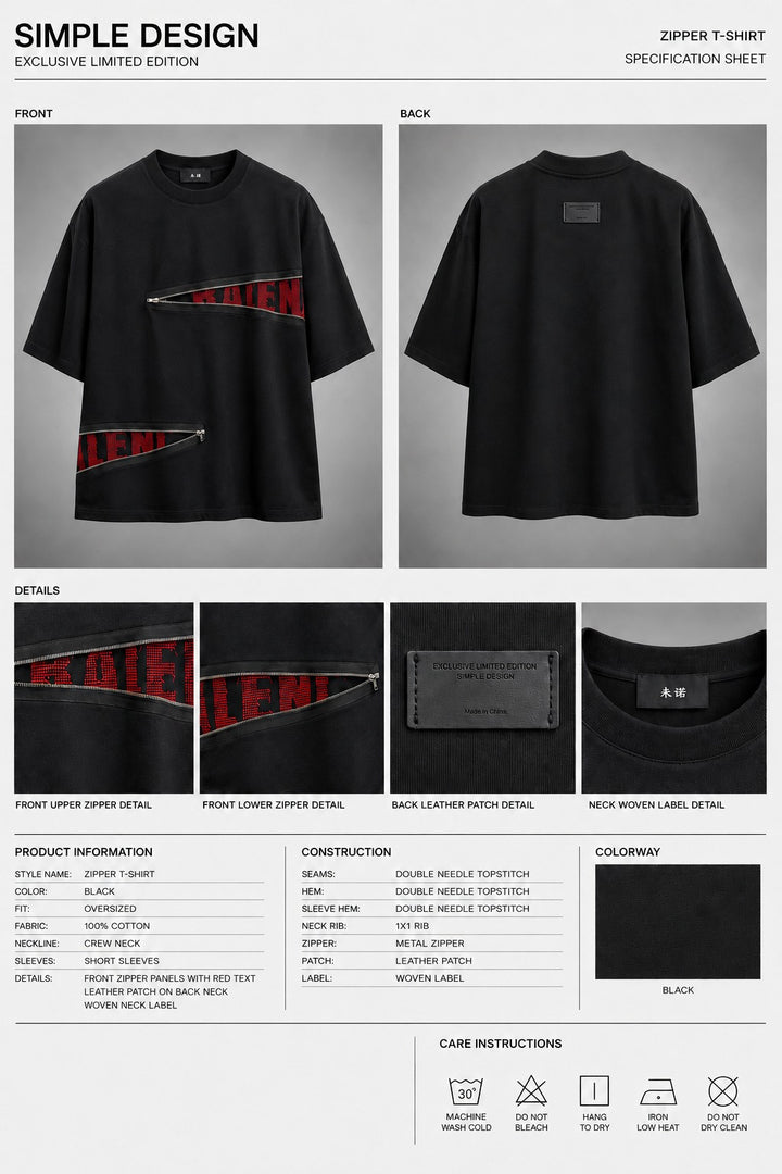 Balenciaga Slash Zipper Deconstructed Crew Tee