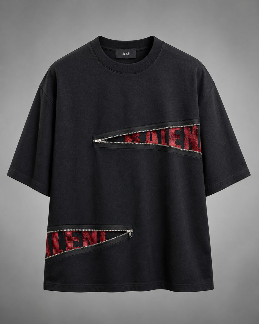 Balenciaga Slash Zipper Deconstructed Crew Tee