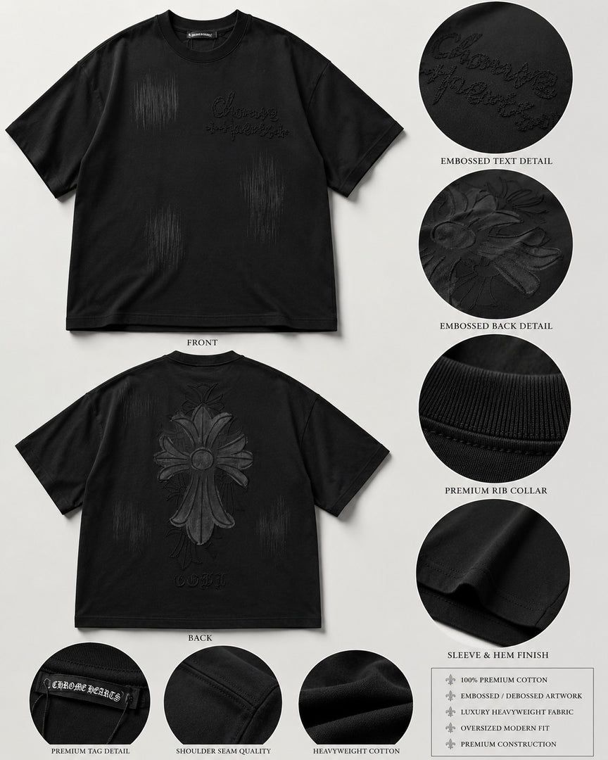 The Onyx Distressed Gothic Cross Tee