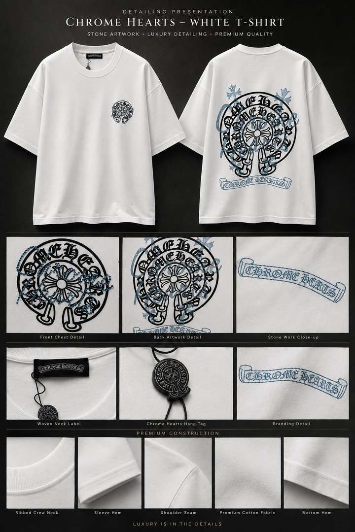 Chrome He arts Sapphire Script Tee