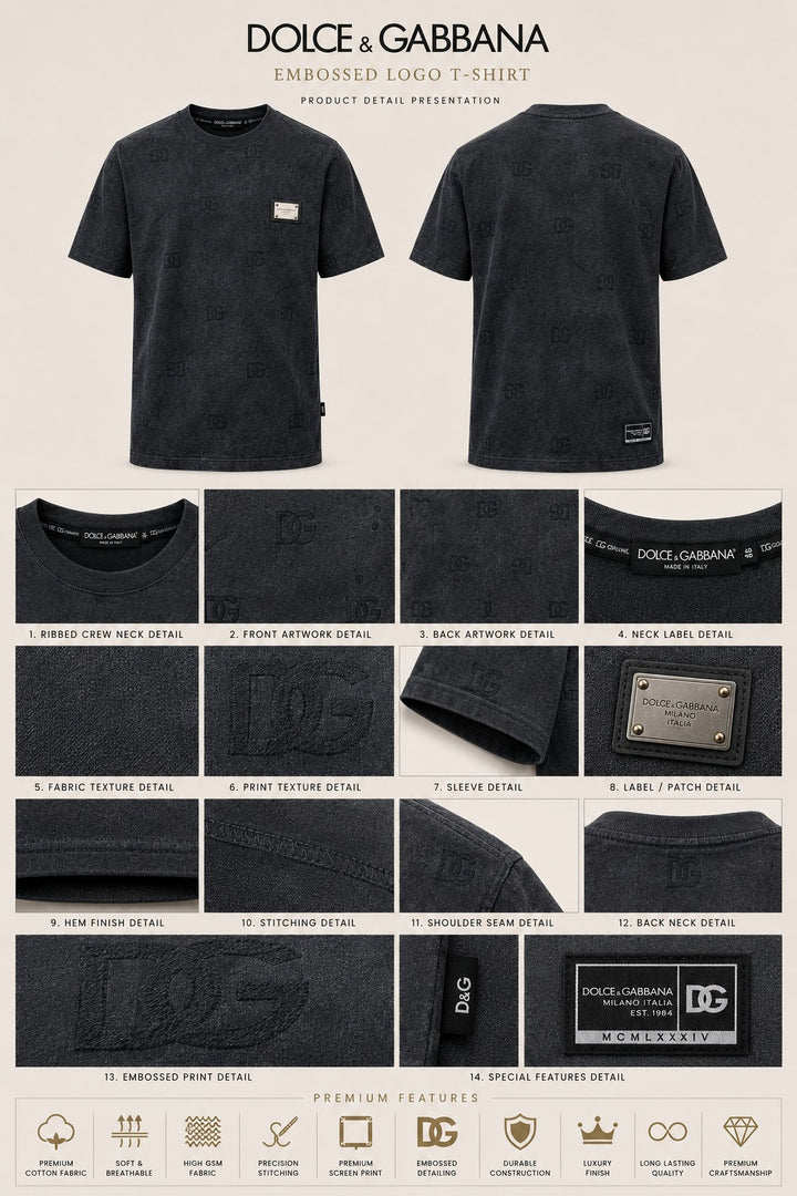 Charcoal Jacquard Distressed Luxury Tee