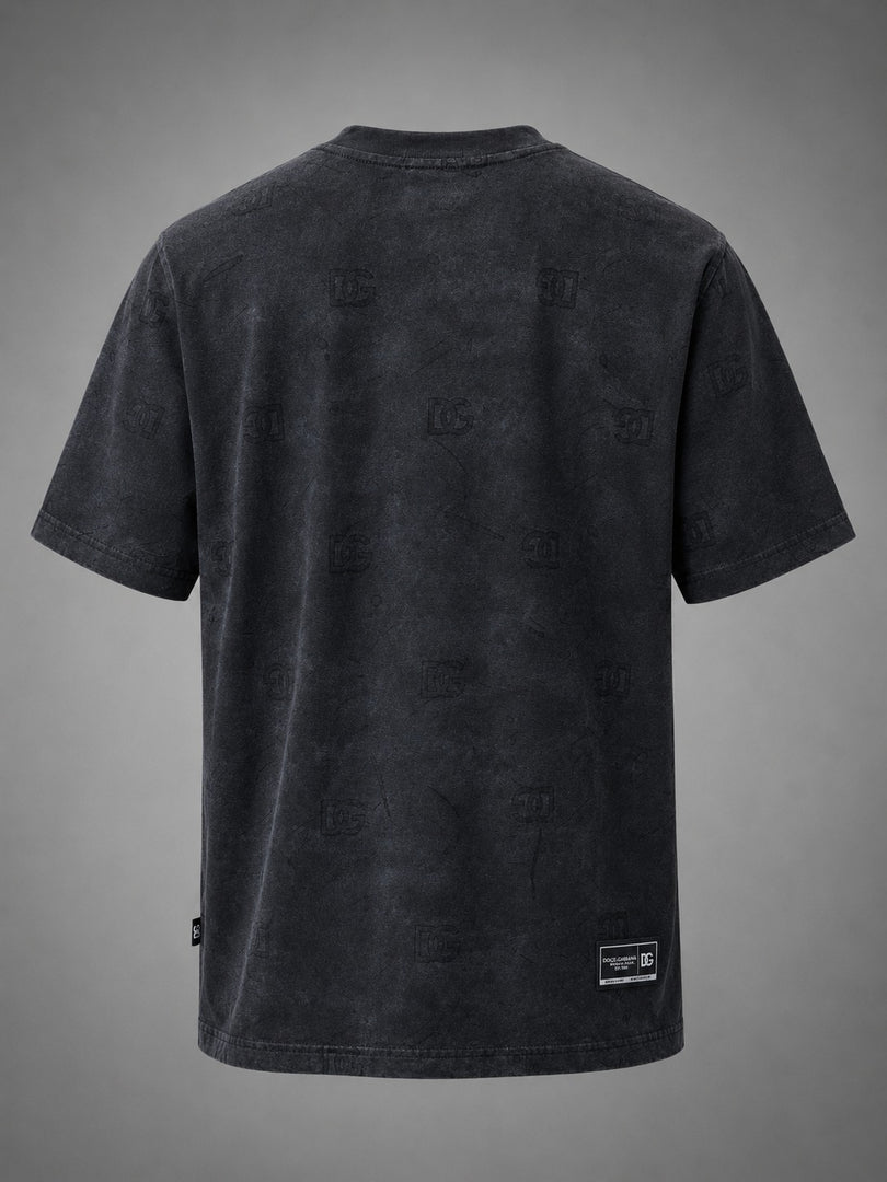 Charcoal Jacquard Distressed Luxury Tee
