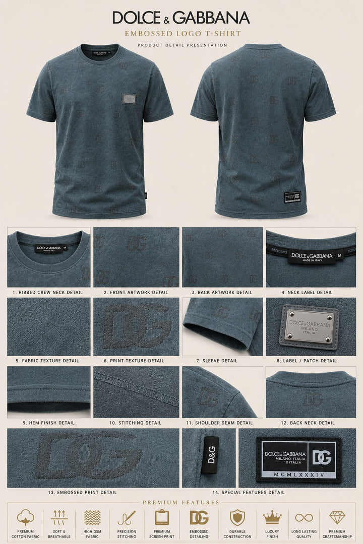 Monogram Slate-Wash Statement Tee