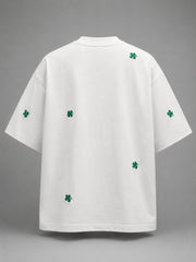 Pure Alabaster Four-Leaf Applique Tee