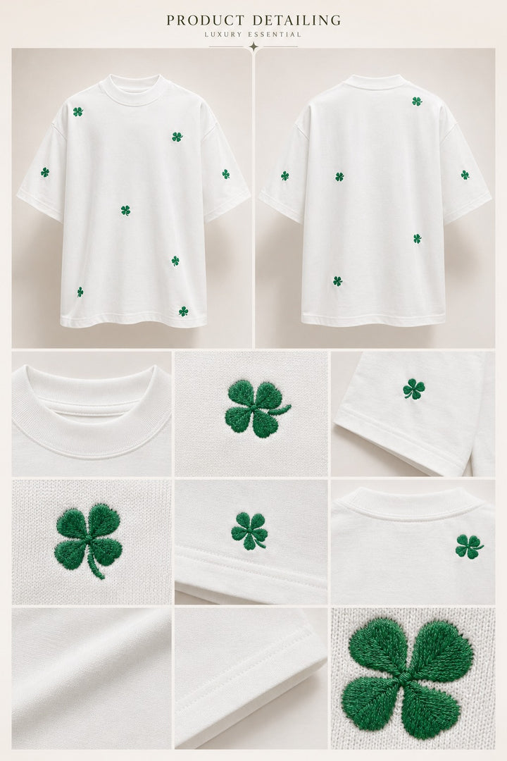 Dior Pure Alabaster Four-Leaf Applique Tee