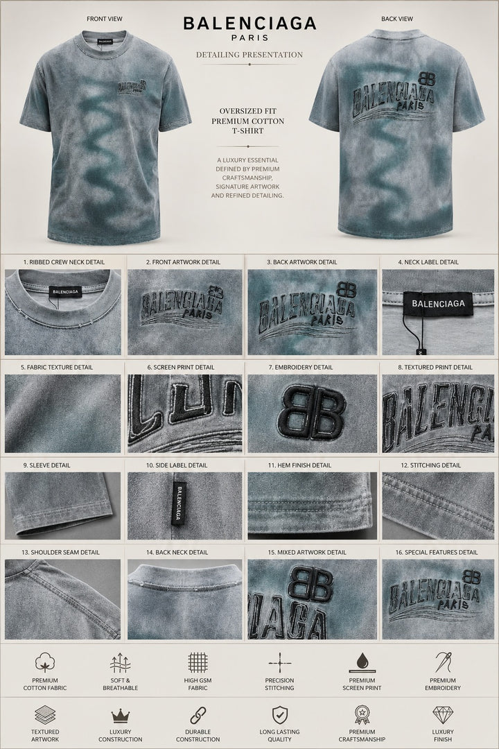 Balenciaga Bi-Panel Striped Poplin Oxford T-shirt