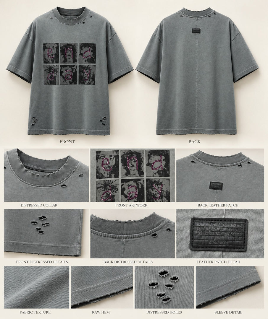 Anarchy Grid Studded Over-Fit Crew