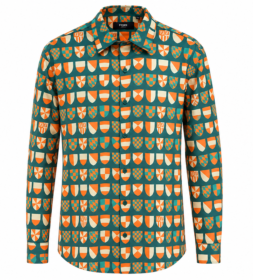 F ENDI Teal Heraldic Crest Shirt