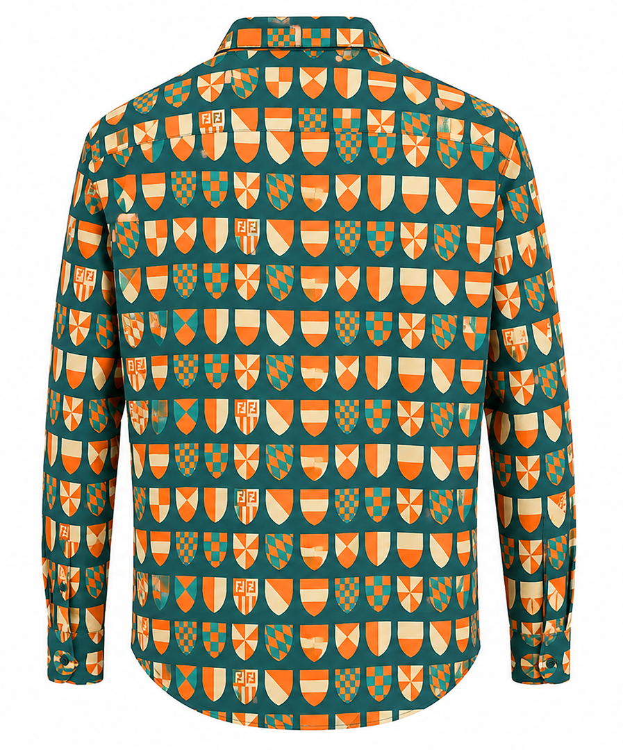 F ENDI Teal Heraldic Crest Shirt