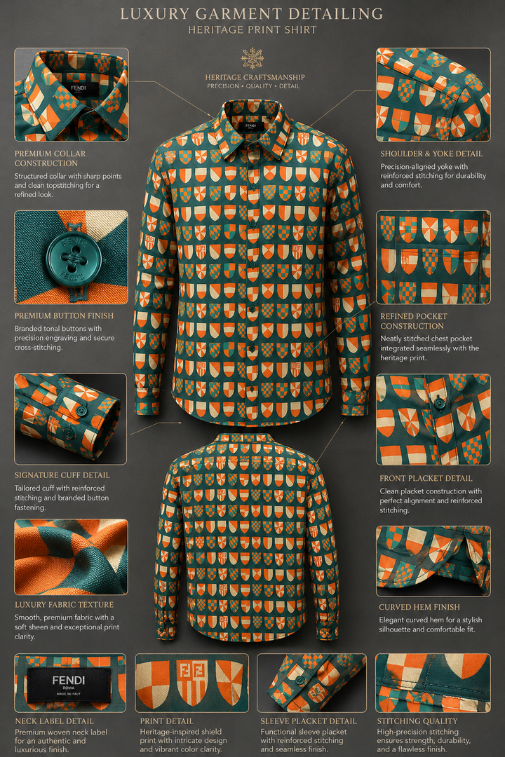 F ENDI Teal Heraldic Crest Shirt