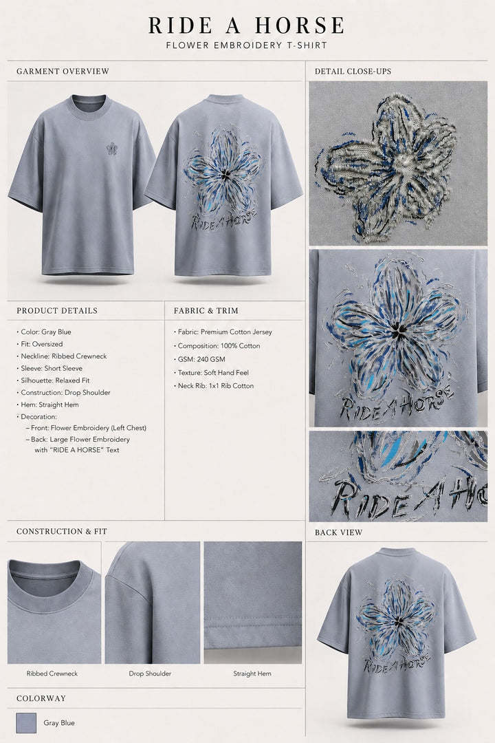 Distressed Hibiscus Oversized Tee
