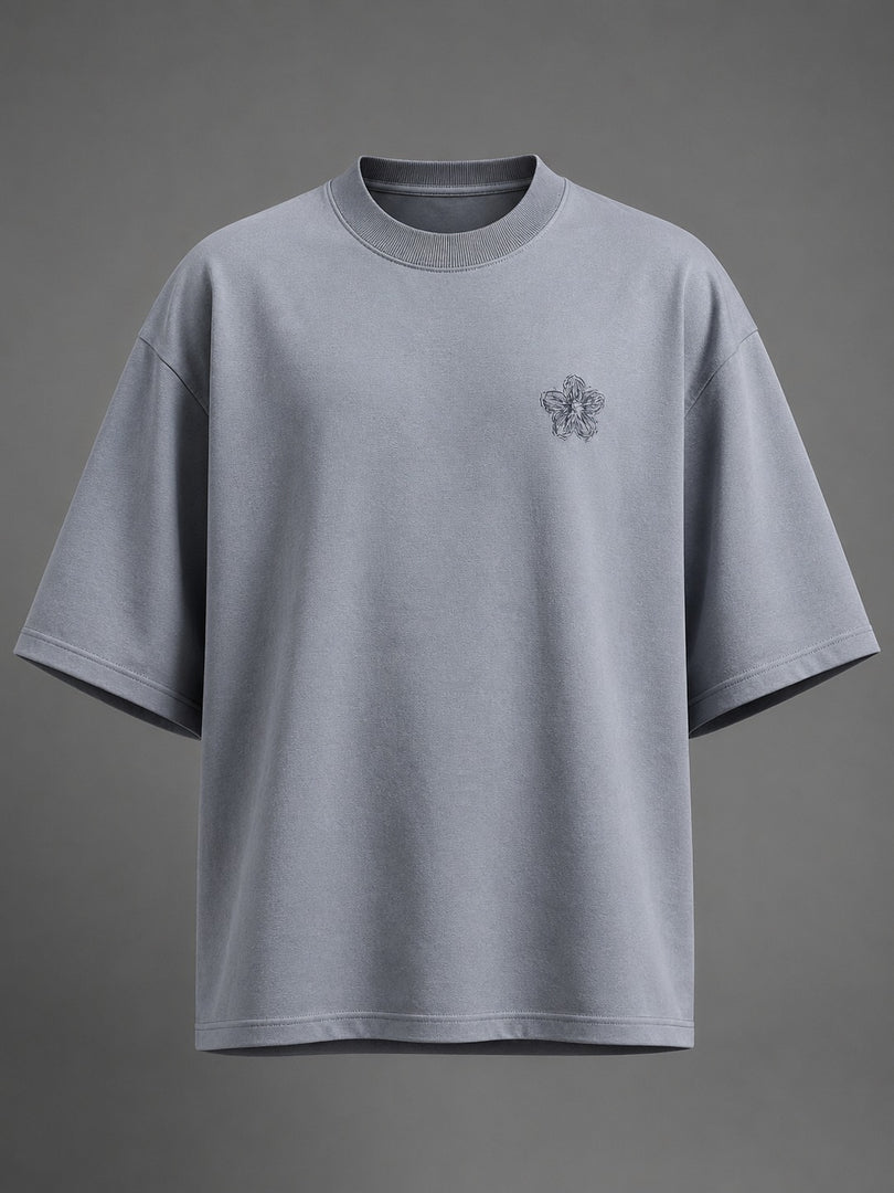 Distressed Hibiscus Oversized Tee