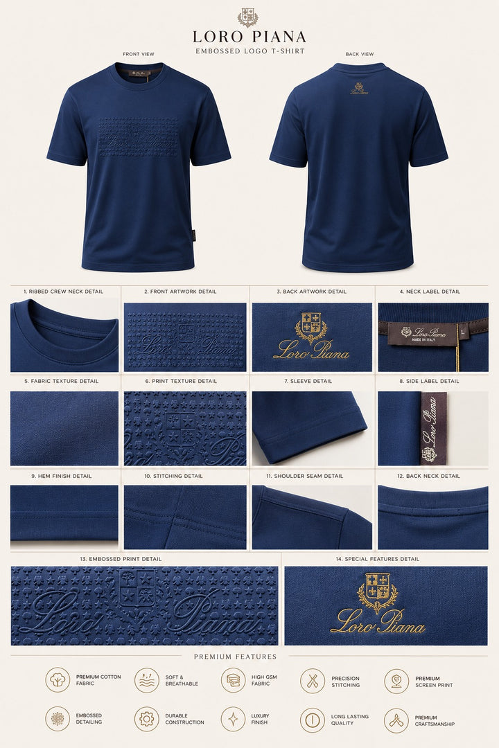 Deep Navy Textured Shield Tee