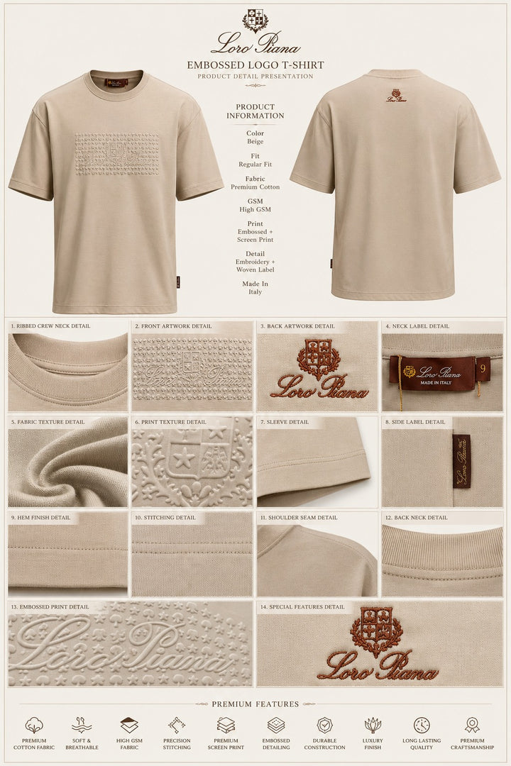 Loro Piano Desert Sand Textured Shield Tee