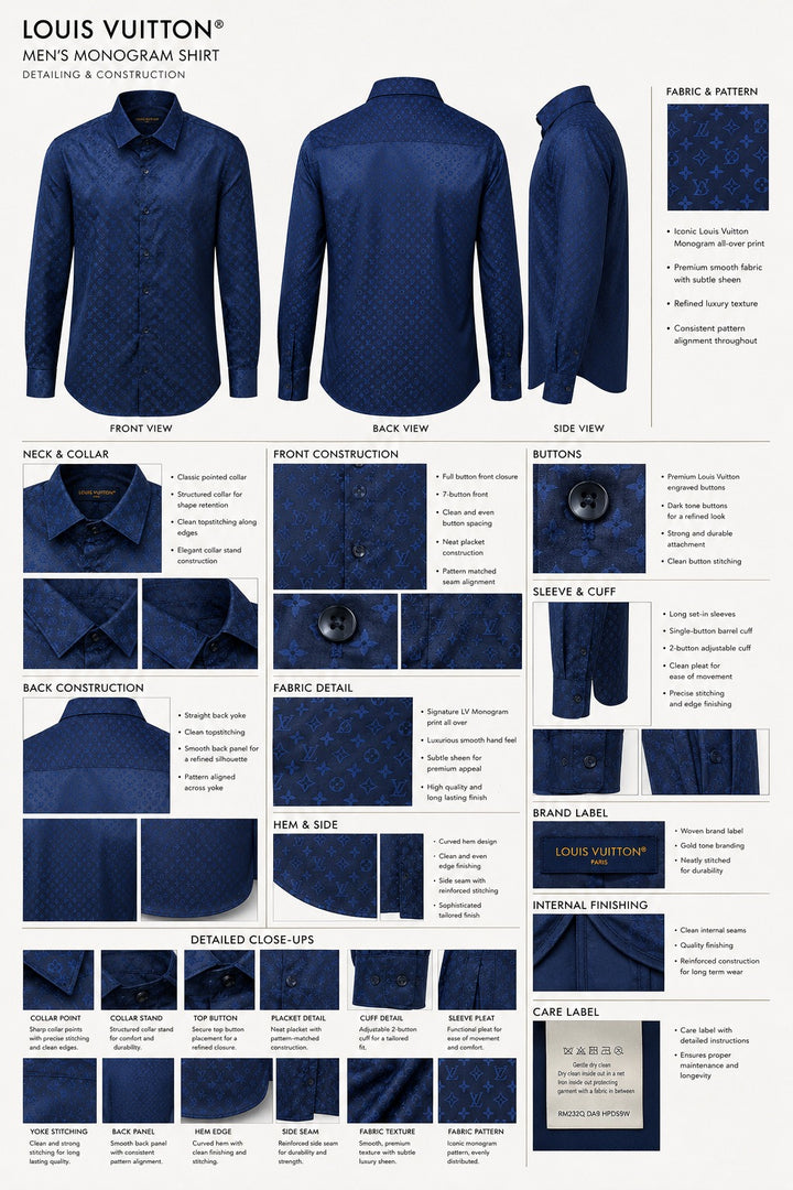 Louis Vuitton Cyan Damier-Infused Tailored Button-Down Shirt