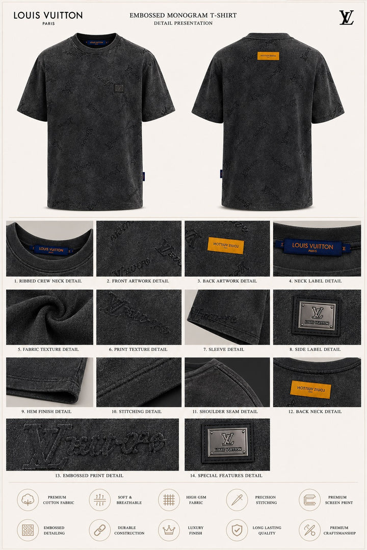 Obsidian-Wash Monogram Statement Tee