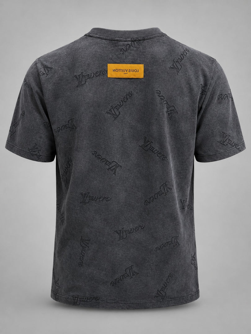 Obsidian-Wash Monogram Statement Tee