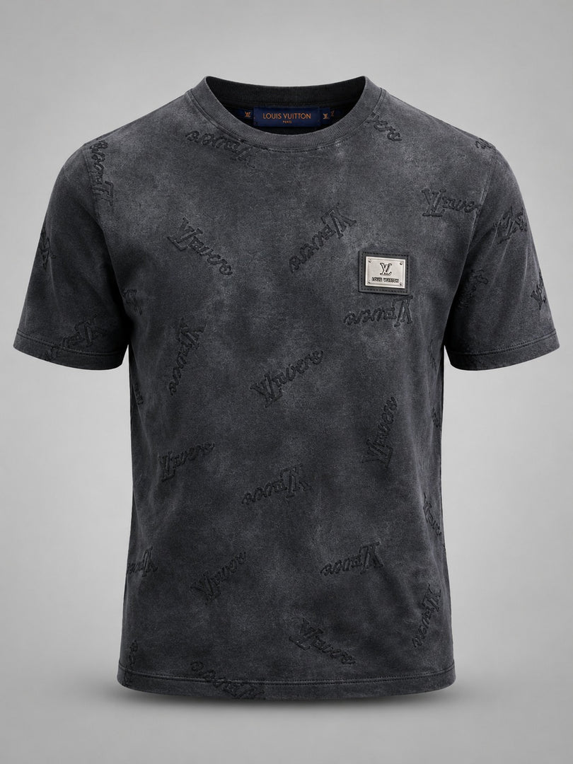 Obsidian-Wash Monogram Statement Tee