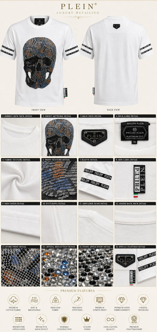 Phillip Plein Hex-Skull Strass Crew T-shirt