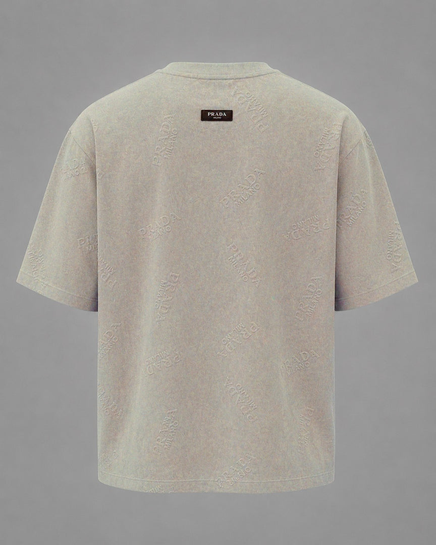 Prada Washed Sand Allover Insignia Tee