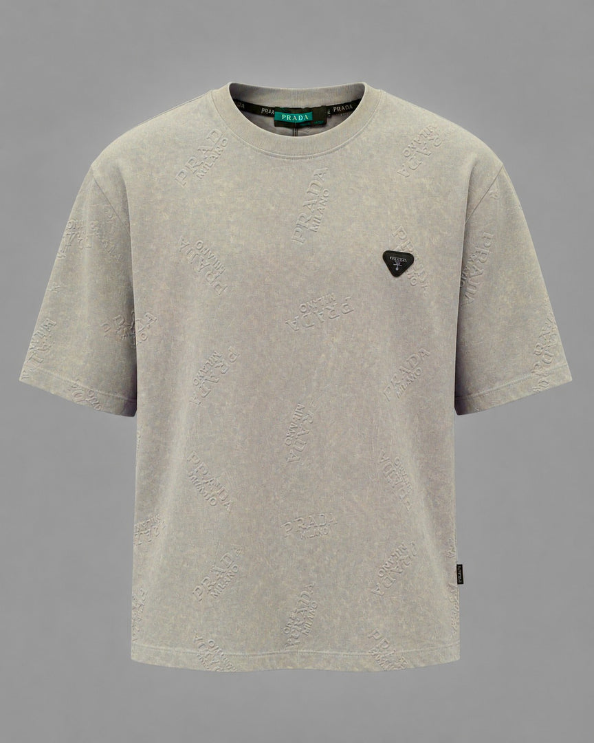 Prada Washed Sand Allover Insignia Tee