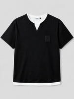 Load image into Gallery viewer, The Layered Contrast Notch-Neck Tee