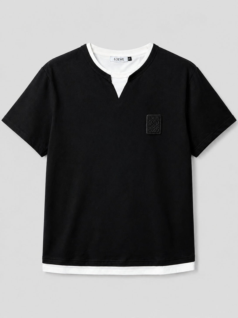The Layered Contrast Notch-Neck Tee