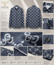 Signature GG Shadow Denim Button-Down Shirt