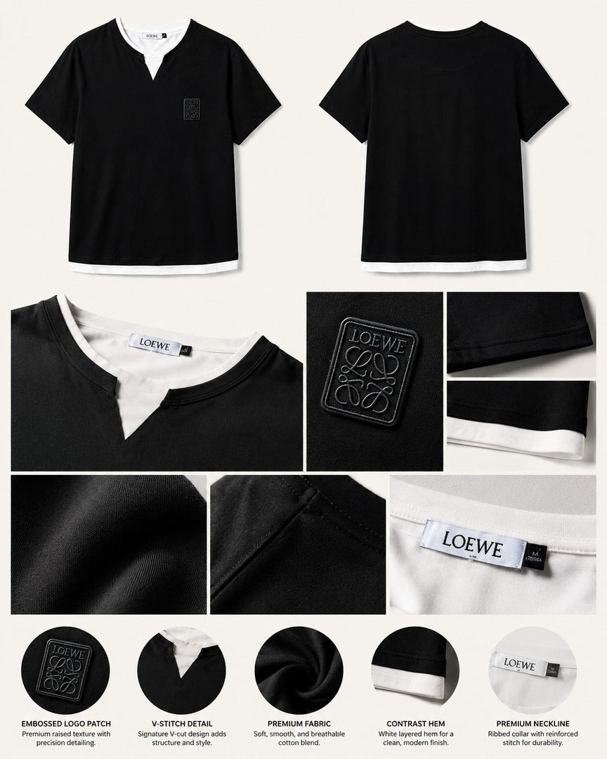 The Layered Contrast Notch-Neck Tee