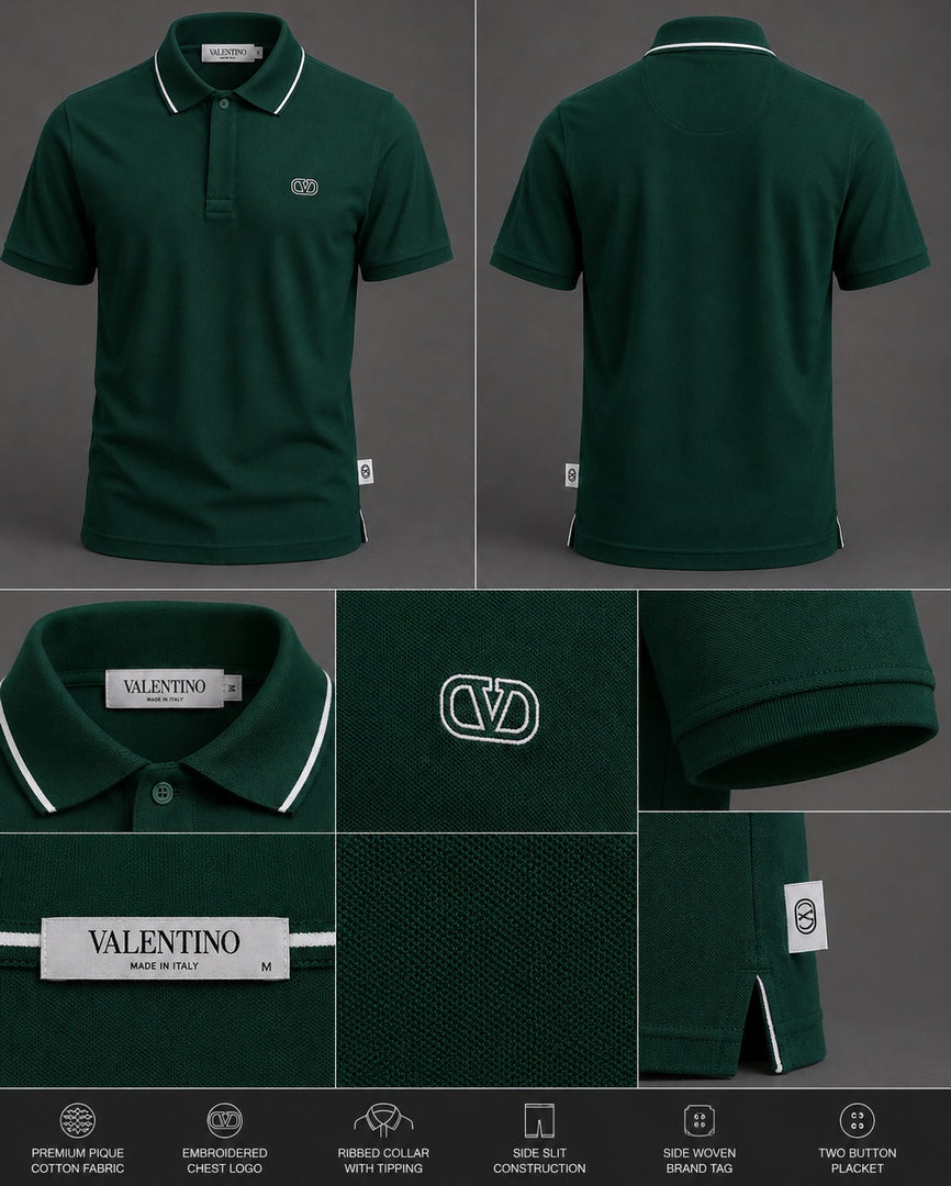 Valentino Viridian Pique Polo