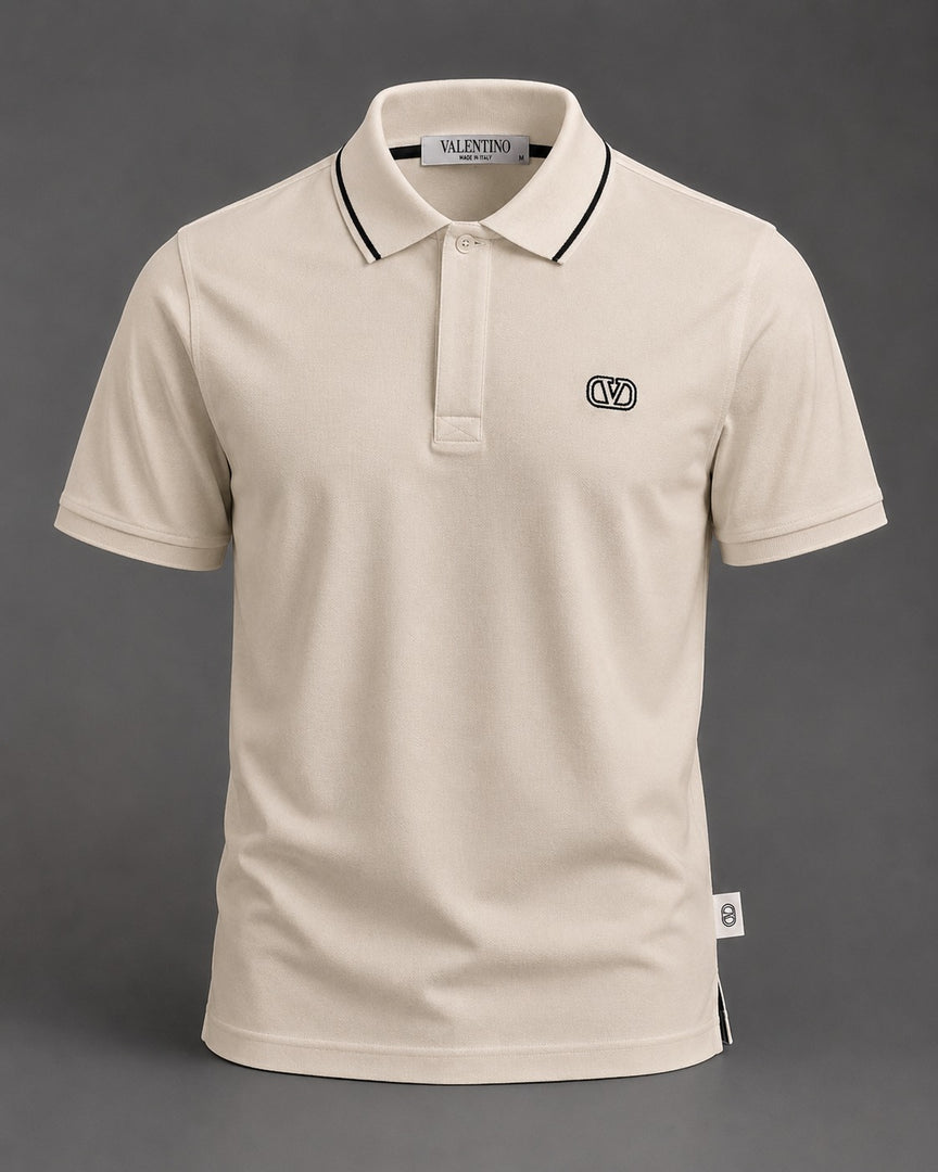 Valentino Ecru Pique Polo Off White