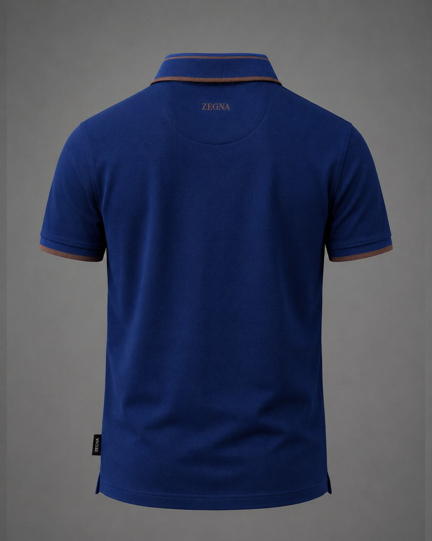 Zegna Navy Terracotta Luxury Polo